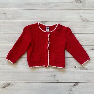 Janie and Jack Valentines Red White Bow Knit Cardigan Resort 6-12 Months EUC